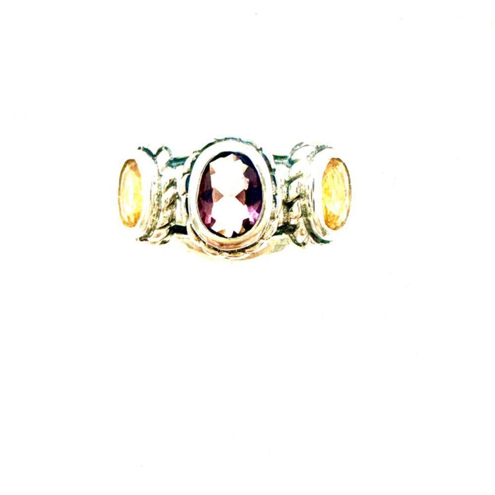 Amethyst and Citrine Sterling Silver Stamped 925 Ring Size 8.5 - Picture 1 of 6